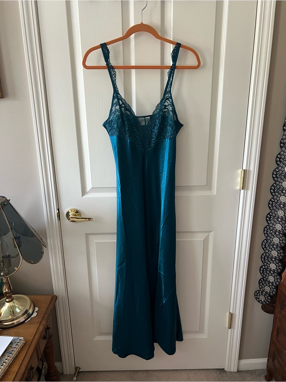 Victoria Secret Gold Label Teal Blue Slip Dress